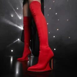 EGO Scream Pointed Toe Statement Platform Stiletto Heel Over The Knee Thigh High Long Boot In Red Lycra 13 EGO Scream Pointed Toe Statement Platform Stiletto Heel Over The Knee Thigh High Long Boot In Red Lycra -EGO Sales 03 11 22 ride20970
