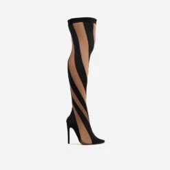 EGO Lilth Wrapped Panel Detail Pointed Toe Stiletto Heel Over The Knee Thigh High Sock Boot In Black Mesh 11 EGO Lilth Wrapped Panel Detail Pointed Toe Stiletto Heel Over The Knee Thigh High Sock Boot In Black Mesh -EGO Sales 04 07 221137