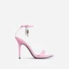EGO Sunak Padlock Detail Square Toe Stiletto Heel In Pink Croc Print Faux Leather -EGO Sales 04 07 227072