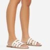 EGO Milli Caged Detail Flat Slider Sandal In White Croc Print Faux Leather -EGO Sales 06 01 23 fw42333 s