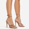 EGO Brady Double Buckle Strap Detail Square Toe Stiletto Heel In Nude Faux Leather -EGO Sales 06 01 23 fw42351 s