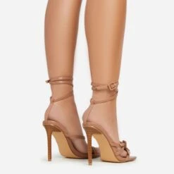 EGO Brady Double Buckle Strap Detail Square Toe Stiletto Heel In Nude Faux Leather -EGO Sales 06 01 23 fw42354 sb2