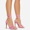EGO Brady Double Buckle Strap Detail Square Toe Stiletto Heel In Pink Faux Leather -EGO Sales 06 01 23 fw42356 s