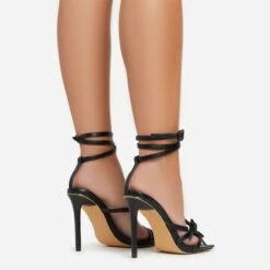 EGO Brady Double Buckle Strap Detail Square Toe Stiletto Heel In Black Faux Leather -EGO Sales 06 01 23 fw42364 sb2