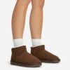 EGO Ultra Mini Ankle Length Faux Fur Lining Boots In Dark Brown Faux Suede -EGO Sales 06 01 23 fw45922 sq
