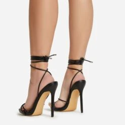 EGO Gelato Lace Up Platform Heel In Black Faux Leather -EGO Sales 06 01 23 fw45972 sq