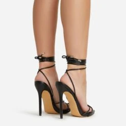 EGO Gelato Lace Up Platform Heel In Black Faux Leather -EGO Sales 06 01 23 fw45973 sq