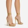EGO Gelato Lace Up Platform Heel In Gold Metallic Faux Leather