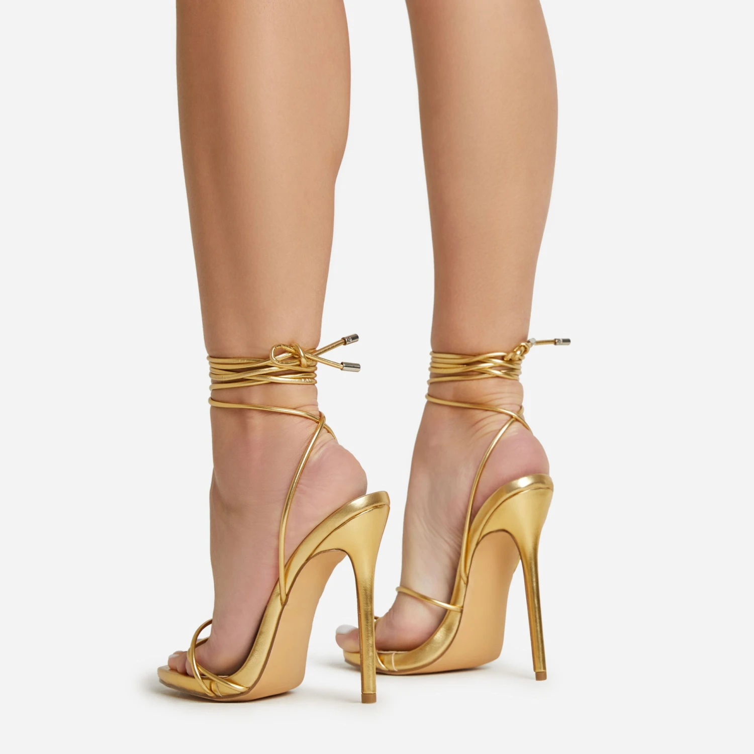 EGO Gelato Lace Up Platform Heel In Gold Metallic Faux Leather 5 EGO Gelato Lace Up Platform Heel In Gold Metallic Faux Leather - Image 3