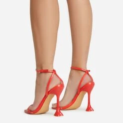EGO Crew Ankle Strap Pointed Toe Statement Heel In Red Faux Leather -EGO Sales 06 01 23 fw46014 sq 1