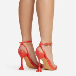 EGO Crew Ankle Strap Pointed Toe Statement Heel In Red Faux Leather -EGO Sales 06 01 23 fw46015 sq 1