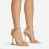 EGO Crew Ankle Strap Pointed Toe Statement Heel In Gold Faux Leather -EGO Sales 06 01 23 fw46017 sq