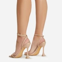EGO Crew Ankle Strap Pointed Toe Statement Heel In Nude Faux Leather -EGO Sales 06 01 23 fw46024 sq