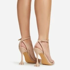 EGO Crew Ankle Strap Pointed Toe Statement Heel In Nude Faux Leather -EGO Sales 06 01 23 fw46025 sq