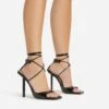 EGO Pamela Lace Up Strappy Square Peep Toe Stiletto Heel In Black Patent -EGO Sales 06 01 23 fw46132 s
