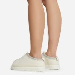 EGO Catch-Up Aztec Detail Faux Fur Lining Flat Slipper In Cream Faux Suede -EGO Sales 06 01 23 fw47498 sb