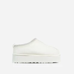 EGO Tazmin Aztec Detail Faux Fur Lining Platform Slipper In Cream Faux Suede