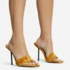 EGO Tribute Open Square Toe Stiletto Heel Mule In Mustard Velvet -EGO Sales 06 10 22 fw12648 sq