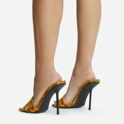 EGO Tribute Open Square Toe Stiletto Heel Mule In Mustard Velvet -EGO Sales 06 10 22 fw12651 sq