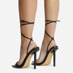 EGO Never-Ending Strappy Pointed Toe Stiletto Heel In Black Faux Leather -EGO Sales 06 10 22 fw12734 copy