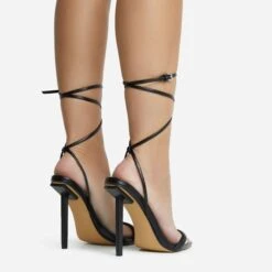 EGO Never-Ending Strappy Pointed Toe Stiletto Heel In Black Faux Leather -EGO Sales 06 10 22 fw12735 copy