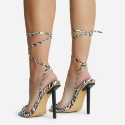 EGO Never-Ending Strappy Pointed Toe Stiletto Heel In Zebra Print Faux Leather -EGO Sales 06 10 22 fw12751 copy