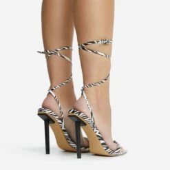 EGO Never-Ending Strappy Pointed Toe Stiletto Heel In Zebra Print Faux Leather -EGO Sales 06 10 22 fw12752 copy