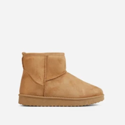 EGO Sable Faux Fur Lining Ankle Boot In Chestnut Brown Faux Suede -EGO Sales 06 10 22 fw15130