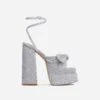 EGO Hot-Sauce Bow Detail Statement Platform Block Heel In Silver Glitter -EGO Sales 06 10 22 fw15148