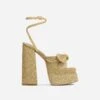 EGO Hot-Sauce Bow Detail Statement Platform Block Heel In Gold Glitter -EGO Sales 06 10 22 fw15149