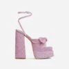 EGO Hot-Sauce Bow Detail Statement Platform Block Heel In Pink Glitter -EGO Sales 06 10 22 fw15150