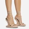 EGO Raven Lace Up Platform Sole Cut Out Wedge Heel In Nude Faux Leather -EGO Sales 06 10 22 fw5660