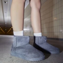 EGO Sable Faux Fur Lining Ankle Boot In Dark Grey Faux Suede -EGO Sales 09 12 22 rott34604 copy