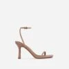 EGO Savannah Barely There Square Toe Heel In Nude Faux Leather -EGO Sales 10 02 210228