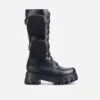 EGO Fyre Pocket Detail Lace Up Chunky Sole Ankle Biker Boot In Black Faux Leather -EGO Sales 10 08 200024