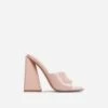 EGO Avalon Square Peep Toe Sculptured Flared Block Heel Mule In Nude Patent -EGO Sales 11 05 210891