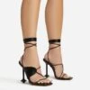 EGO Empty-Love Lace Up Strappy Detail Square Toe Statement Heel In Black Faux Leather -EGO Sales 12 01 23 fw acc52833 s