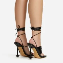 EGO Empty-Love Lace Up Strappy Detail Square Toe Statement Heel In Black Faux Leather -EGO Sales 12 01 23 fw acc52836 sb2