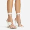 EGO Empty-Love Lace Up Strappy Detail Square Toe Statement Heel In White Faux Leather -EGO Sales 12 01 23 fw acc52837 s