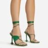 EGO Empty-Love Lace Up Strappy Detail Square Toe Statement Heel In Green Faux Leather -EGO Sales 12 01 23 fw acc52846 s
