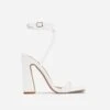 EGO Visalia Double Twisted Strap Detail Square Toe Flared Block Heel In White Faux Leather -EGO Sales 14 02 224022
