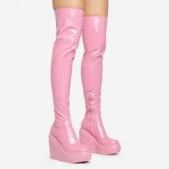 EGO New-Utopia Platform Wedge Over The Knee Thigh High Long Boot In Pink Patent 11 EGO New-Utopia Platform Wedge Over The Knee Thigh High Long Boot In Pink Patent -EGO Sales 15 02 23 fw58914 sq
