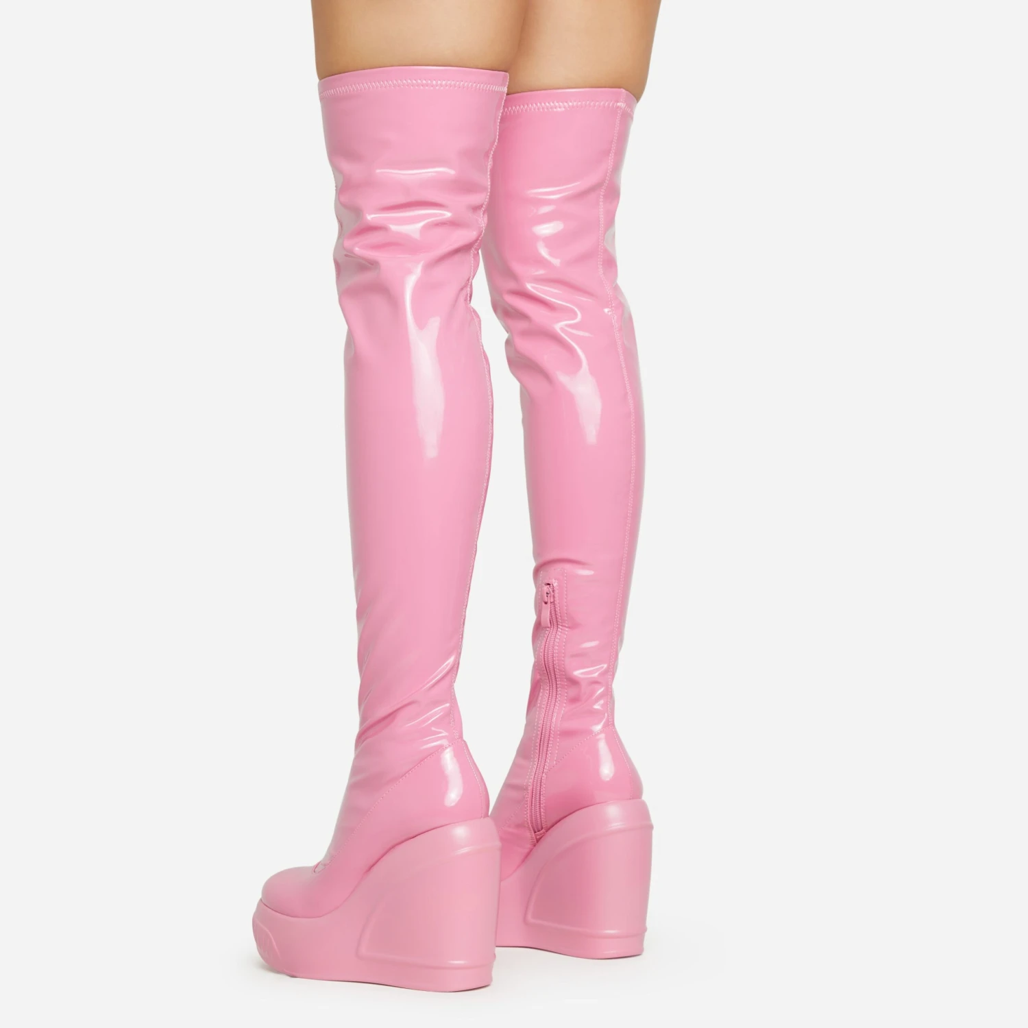 EGO New-Utopia Platform Wedge Over The Knee Thigh High Long Boot In Pink Patent 6 EGO New-Utopia Platform Wedge Over The Knee Thigh High Long Boot In Pink Patent - Image 4
