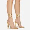 EGO Rose-Rouge Lace Up Clear Perspex Strap Square Toe Statement Metallic Heel In Gold Faux Leather -EGO Sales 15 02 23 fw58942 sq 1
