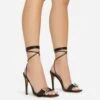 EGO Get-In-Loser Lace Up Buckle Detail Square Toe Stiletto Heel In Black Faux Leather -EGO Sales 15 02 23 fw58946 s