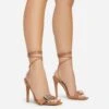 EGO Get-In-Loser Lace Up Buckle Detail Square Toe Stiletto Heel In Dark Nude Faux Leather -EGO Sales 15 02 23 fw58950 s