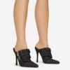 EGO Americana Zip Detail Pointed Toe Stiletto Heel Mule In Black Denim -EGO Sales 15 02 23 fw59047 s