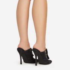 EGO Americana Zip Detail Pointed Toe Stiletto Heel Mule In Black Denim -EGO Sales 15 02 23 fw59050 sb2