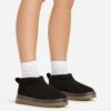 EGO Ivy Chunky Rubber Sole Faux Fur Lining Ultra Mini Ankle Boot In Black Faux Suede -EGO Sales 15 02 23 fw62014 s