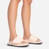 EGO It's-A-Vibe Embossed Velcro Strap Flat Slider Sandal In Nude Lycra -EGO Sales 15 02 23 fw63490 s